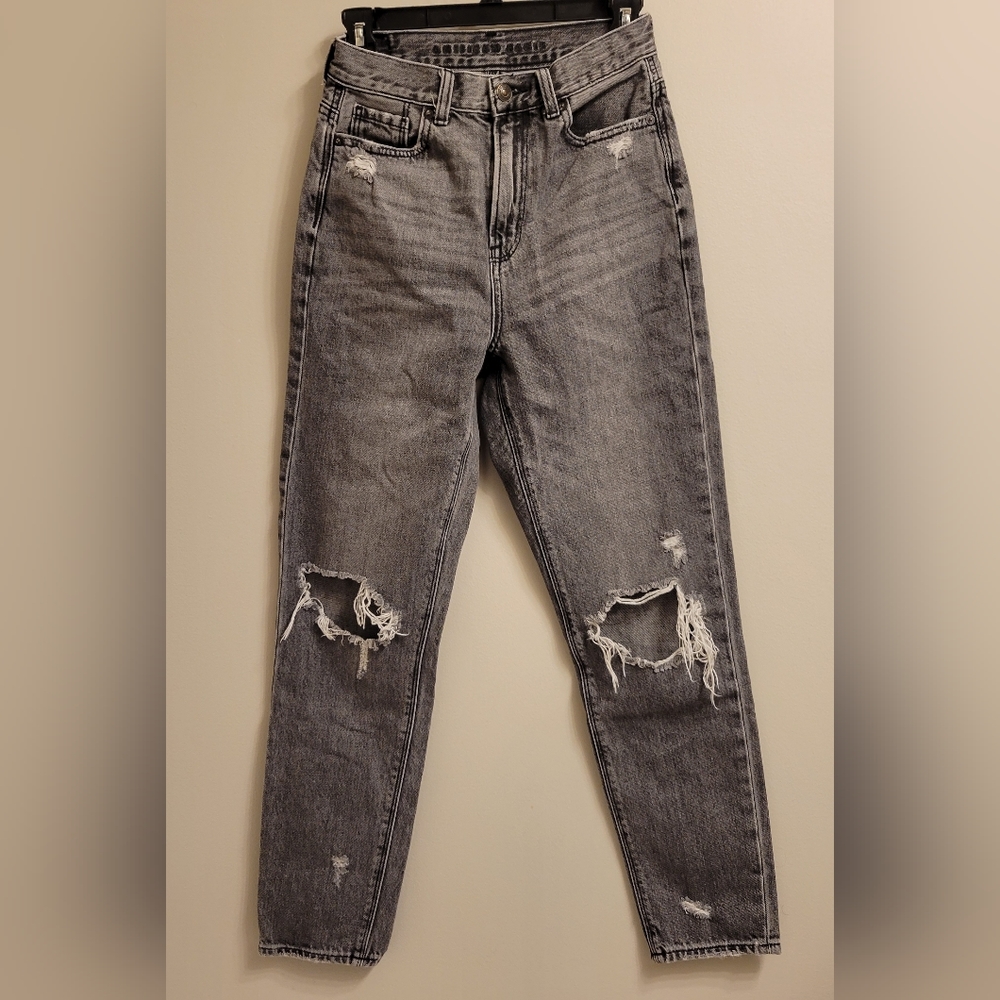 American Eagle Black High Rise Mom Jeans Size 0 Regular